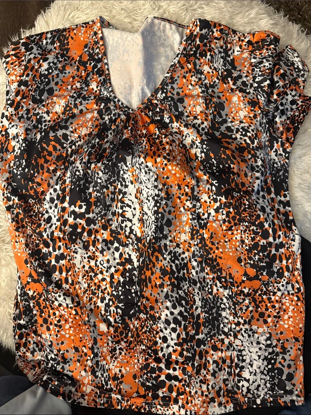 Women’s Black Shorts with Orange & Black Patterned Top -2 piece set size 2X-3X.